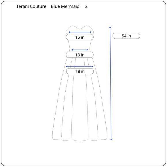 Terani Couture NEW $460 Blue Formal Mermaid Maxi Prom Dress Rhinestones Womens 2 - Picture 8 of 8